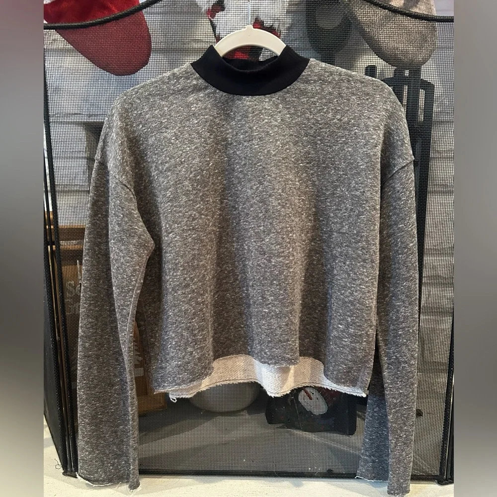 Alala Phoebe Mock Knit Cropped Sweatshirt - Size S